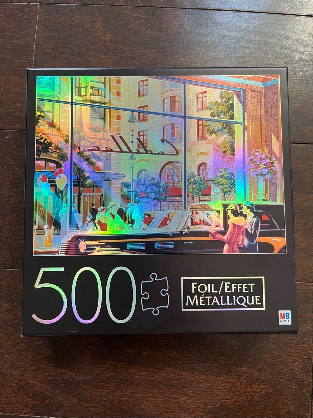 MB 500-Piece Foil Metallic City Scene Puzzle (Black)